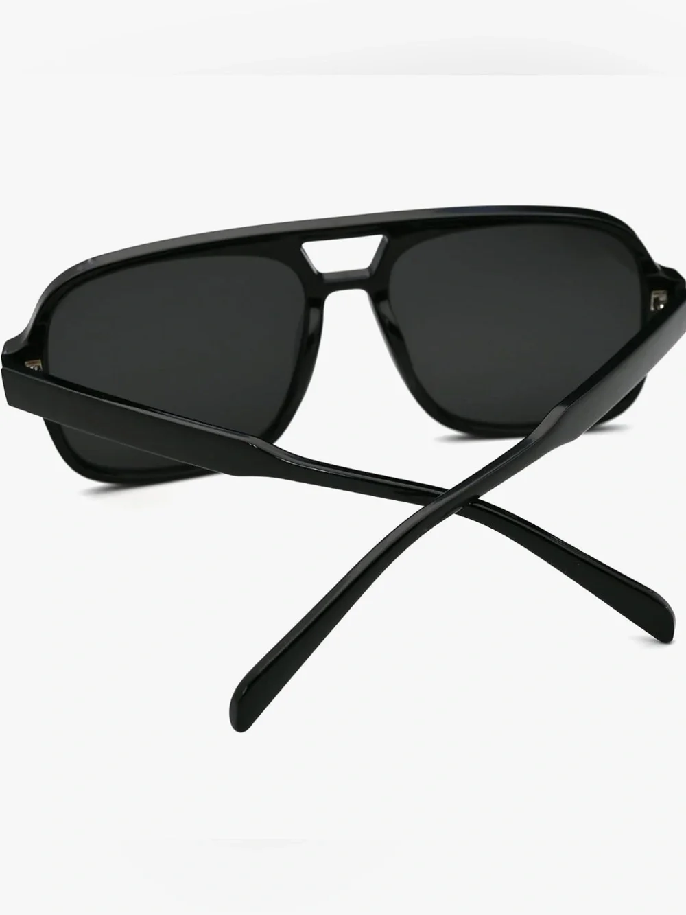 Classic Oversized Aviator Sunglasses-All Black Retro 70s Style Square Frame